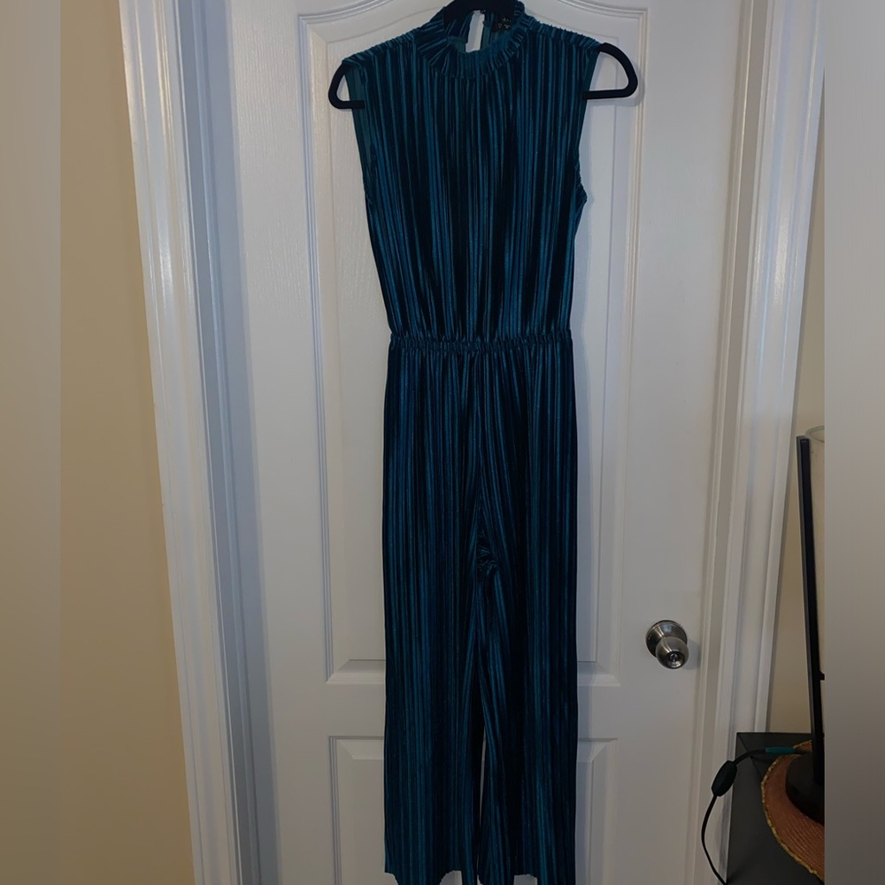 Velvet teal jumpsuit